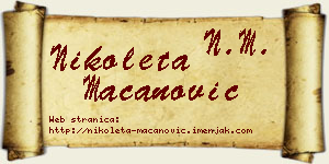 Nikoleta Macanović vizit kartica